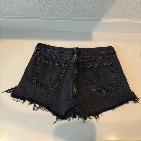 AGOLDE Parker Jean Cut Off Shorts Trance Black Denim Distressed High Rise 33 - Picture 5 of 14
